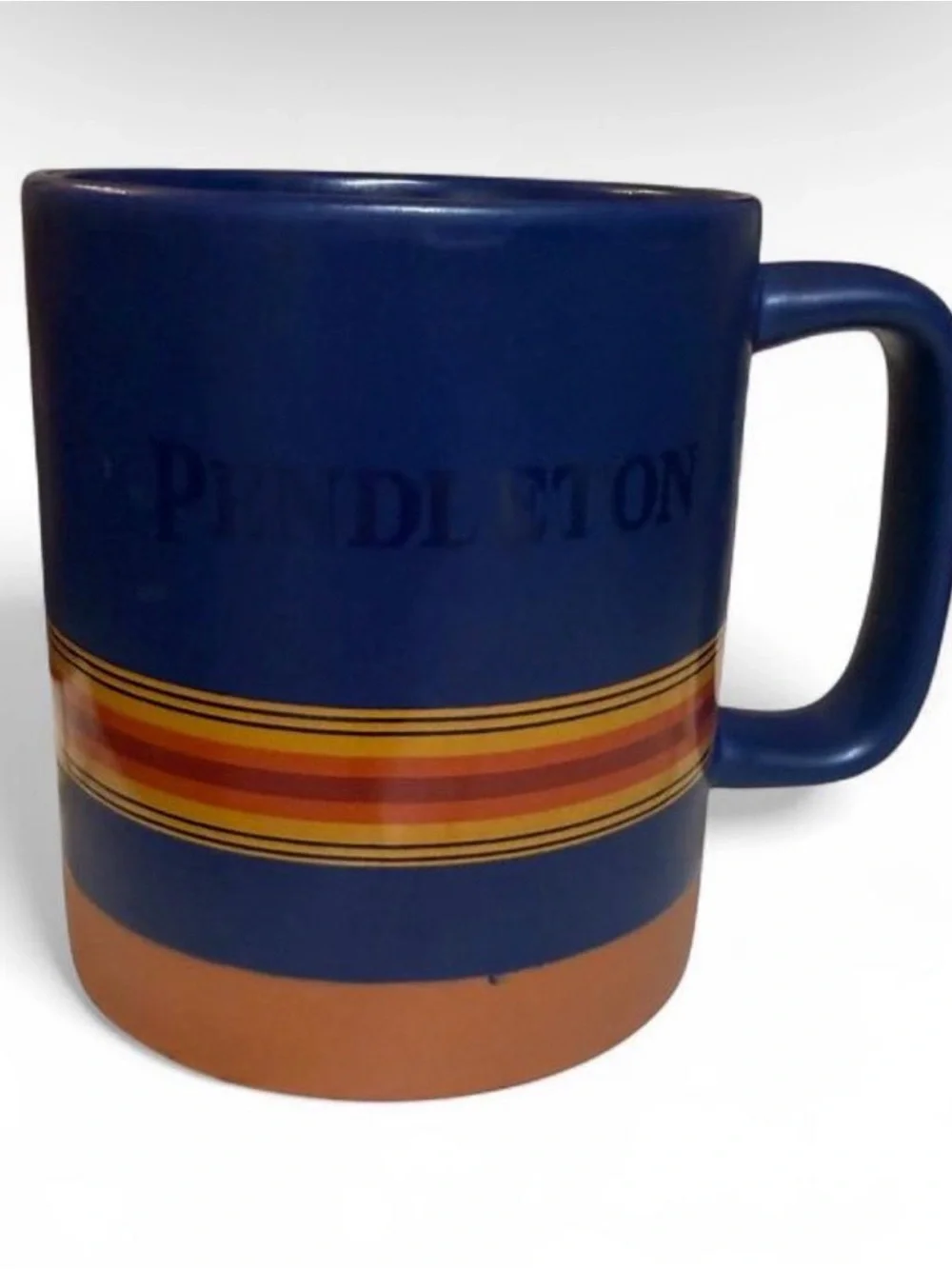Pendleton National Parks Collection Navy Blue and Brown Striped Ceramic Mug